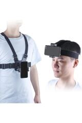 Tüm Aksiyon Kameraları Ve Telefonlar İle Uyumlu Kafa Bandı Göğüs Bandı Monopod