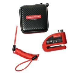 KNMASTER DL510A 10 mm Alarmlı Disk Kilidi | Hatırlatma Kablosu ve Taşıma Çantası Hediye | Kırmızı