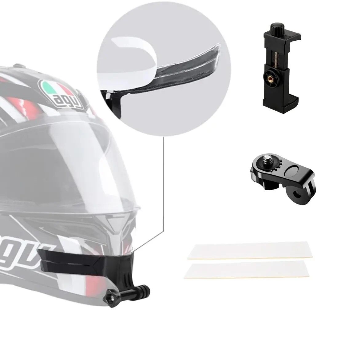 Motosiklet Kask Çene Yapıştırıcılı Telefon Ve Aksiyon Kamera Tutucu Full Aparat