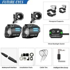 Future Eyes UF1 Motosiklet Sis Farı 60W Mavi Angel (Wireless Tuş Takımı)