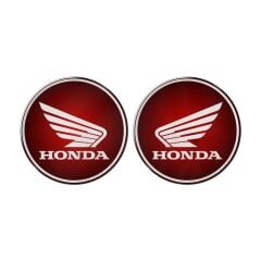 3D Honda Logo Kabartmalı Sticker (2 Adet) Kırmızı-Gümüş