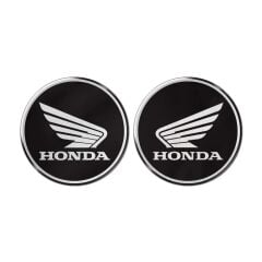 3D Honda Logo Kabartmalı Sticker (2 Adet) Siyah-Gümüş