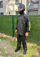 Motorcu Yağmurluğu - Esnek Kalın Kumaş - Rüzgar ve Su Geçirmez -Alt Üst Takım - Motosiklet Yağmurluk