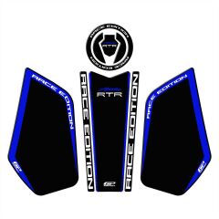 GP Kompozit TVS Apache RTR 200 2024 Uyumlu Tank Pad Seti Siyah - Mavi