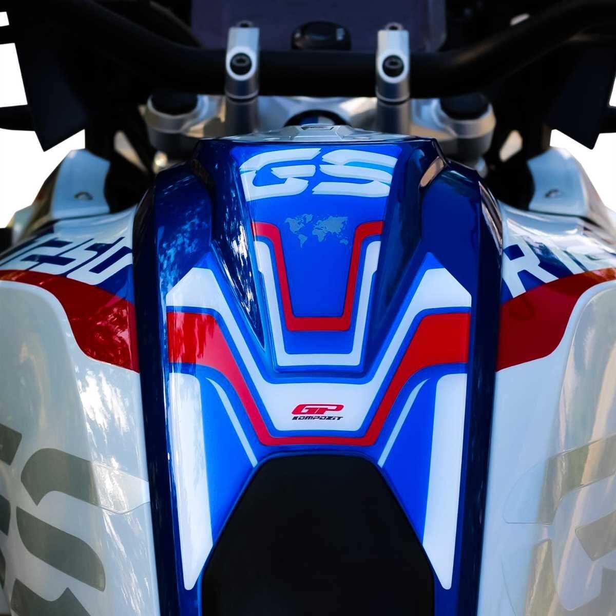 GP Kompozit BMW R 1200 GS 2013-2024 Uyumlu Tank Pad Mavi-Kırmızı