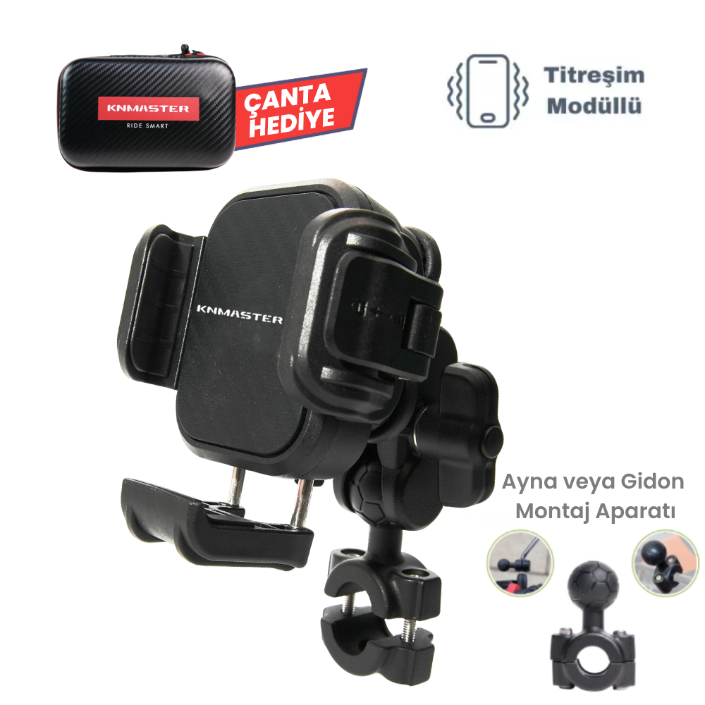 KNMASTER TT-870 Titreşim ve Hırsızlık Önleyici Motosiklet Telefon Tutucu