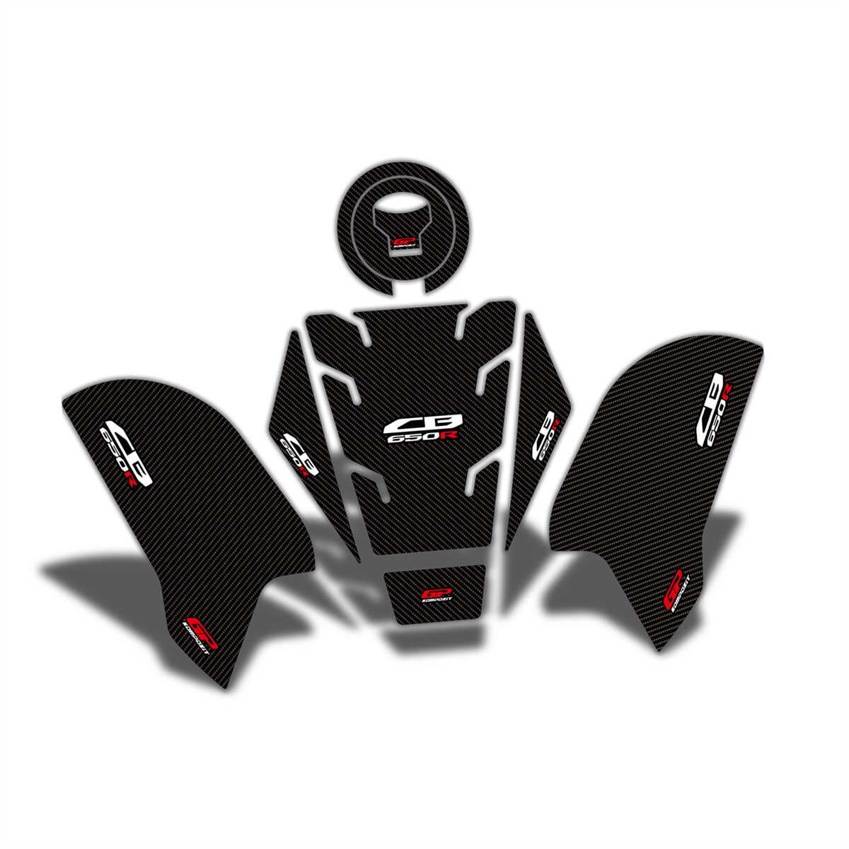 GP Kompozit Honda CB650R 2019-2023 Uyumlu Tank Pad Seti Karbon