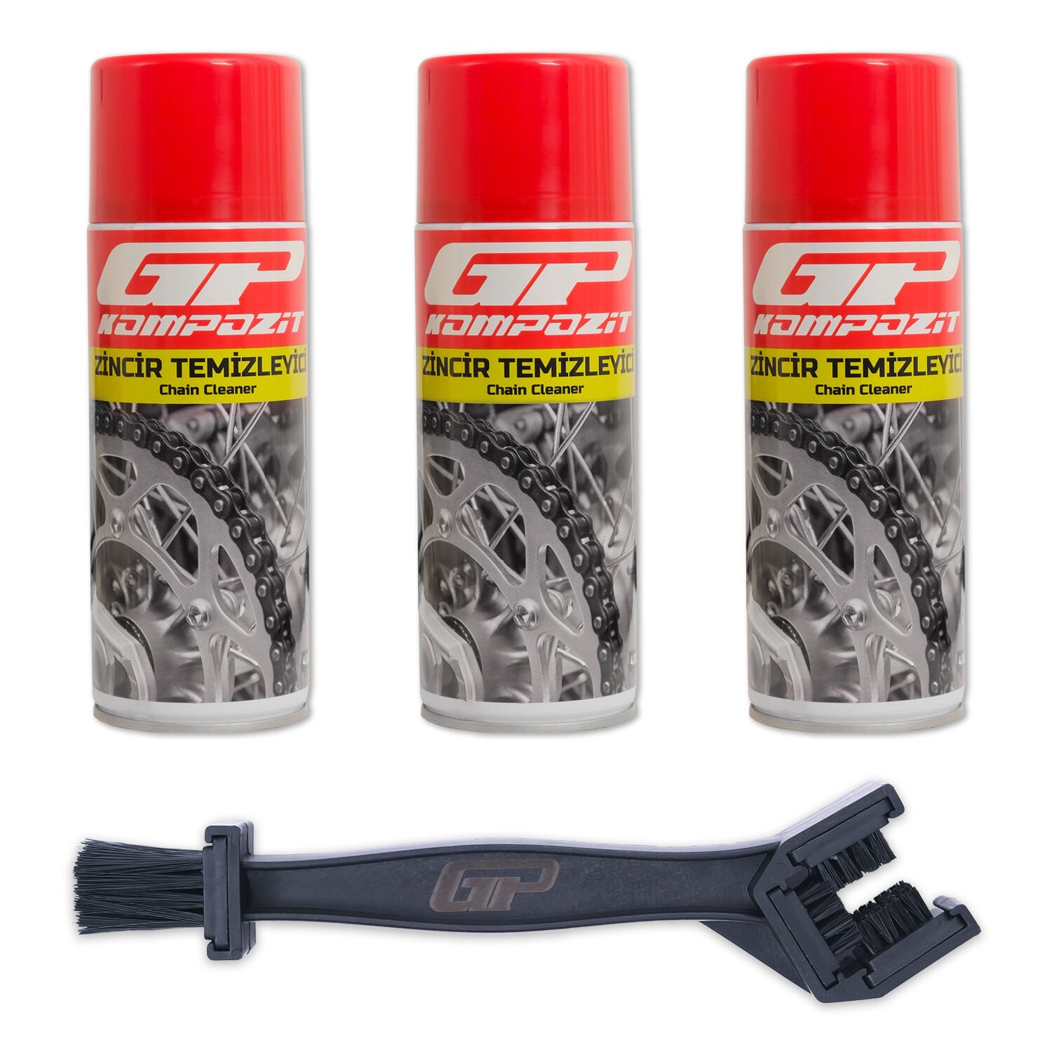 GP Kompozit BKM04 Motosiklet Bakım Seti (3 X Zincir Temizleyici + Zincir Temizleme Fırçası)