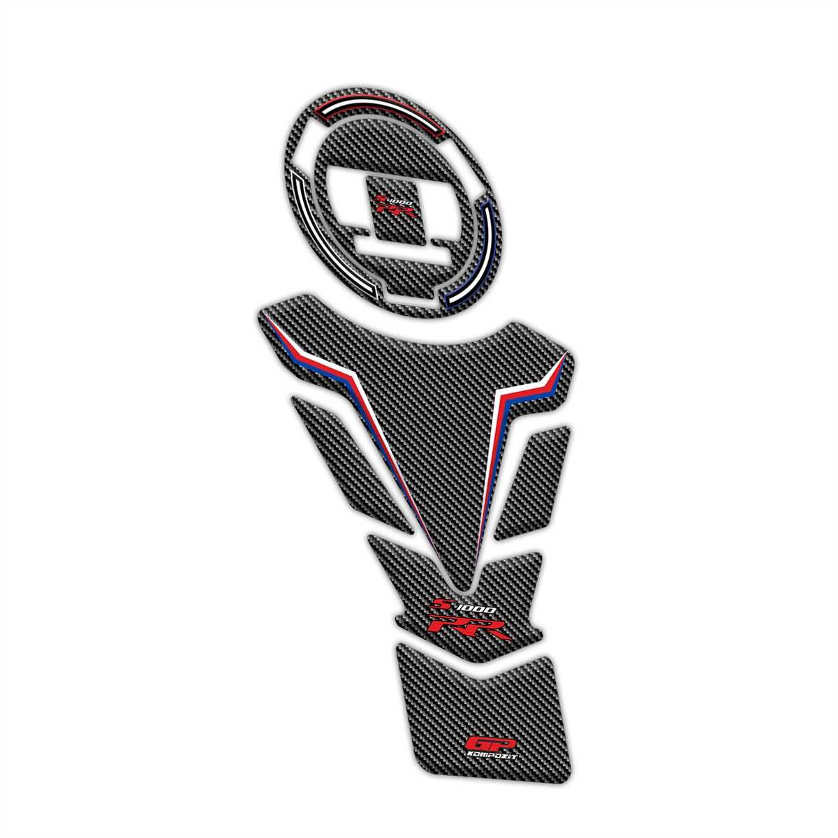 GP Kompozit BMW S 1000 RR 2015-2018 Uyumlu Tank Pad Seti Mavi-Kırmızı