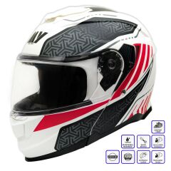 GP MY HELMET MKS002-WRB Güneş Vizörlü Şeffaf Çene Açılır Motosiklet Kaskı