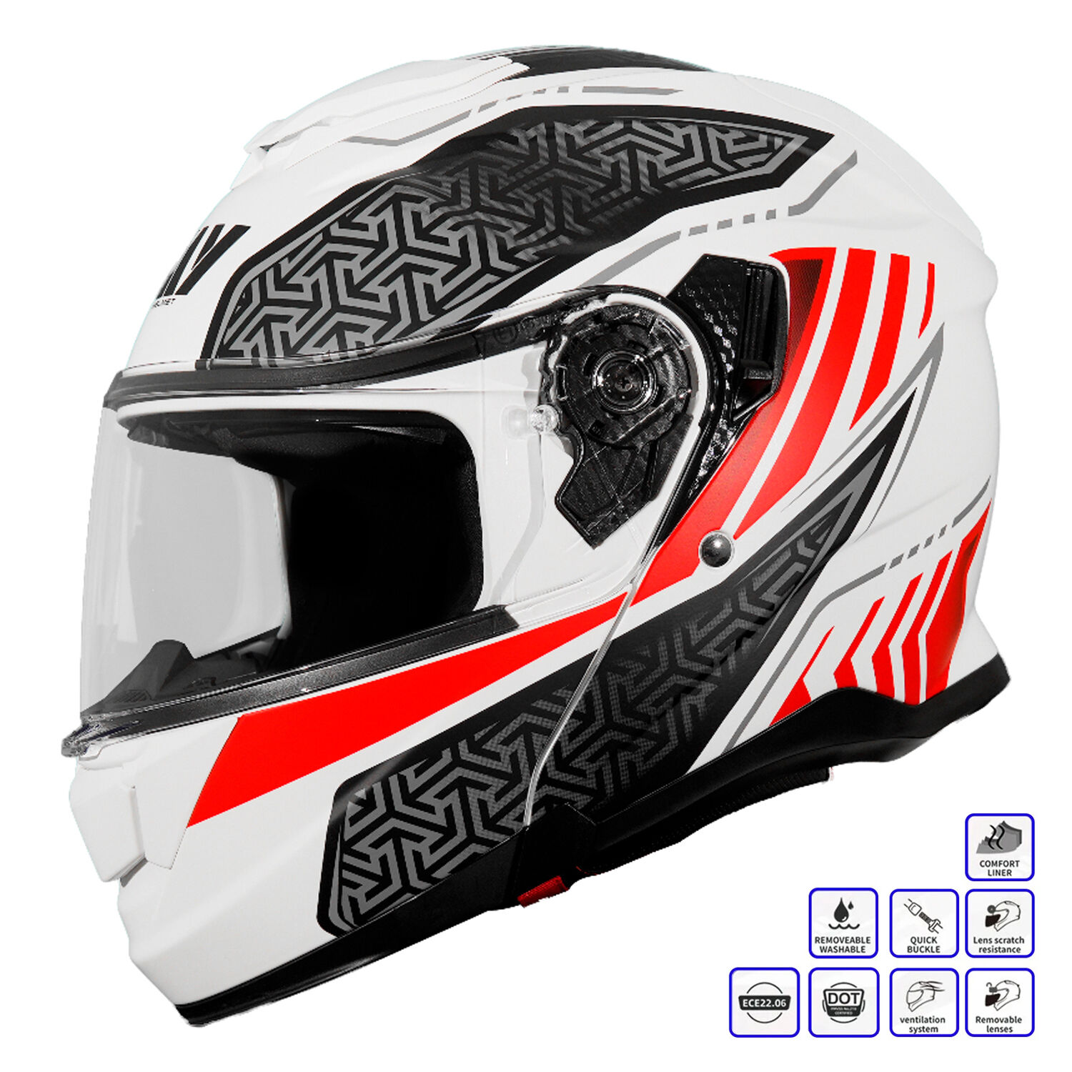 GP MY HELMET MKS002-WRB Güneş Vizörlü Şeffaf Çene Açılır Motosiklet Kaskı