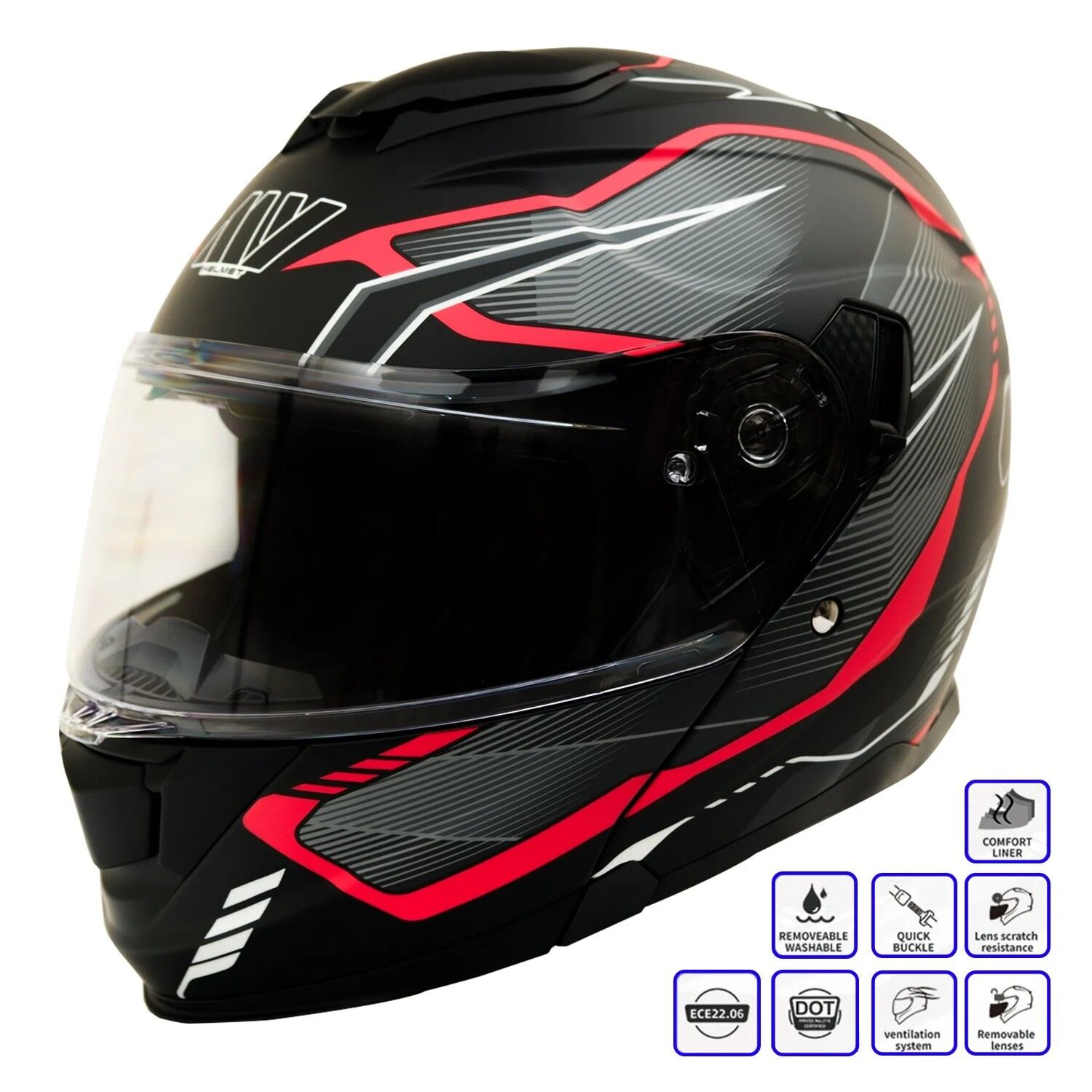 GP MY HELMET MKS002-BGR Güneş Vizörlü Şeffaf Çene Açılır Motosiklet Kaskı