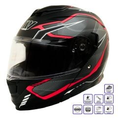 GP MY HELMET MKS002-BGR Güneş Vizörlü Şeffaf Çene Açılır Motosiklet Kaskı