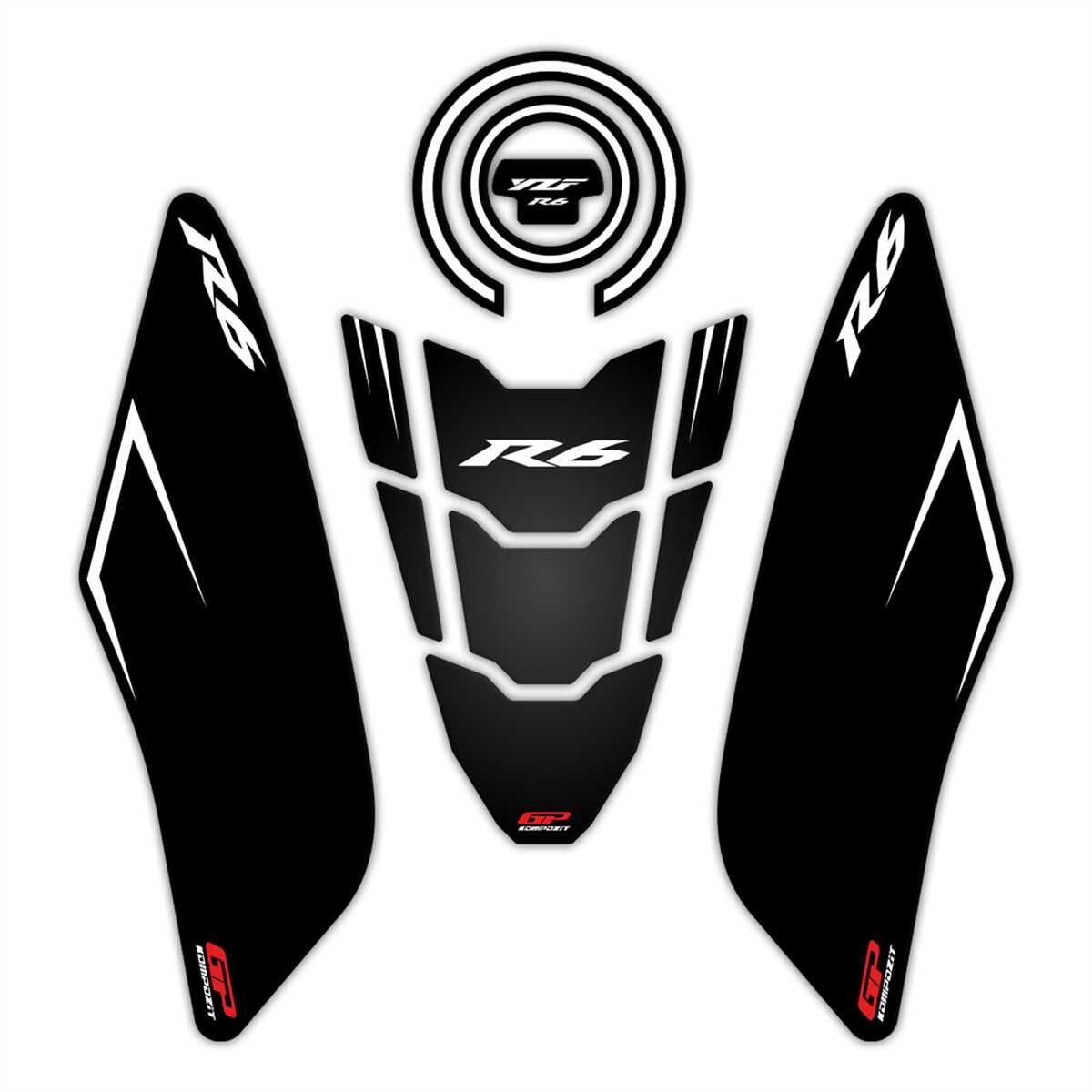 GP Kompozit Yamaha R6 2017-2023 Uyumlu Tank Pad Seti Siyah