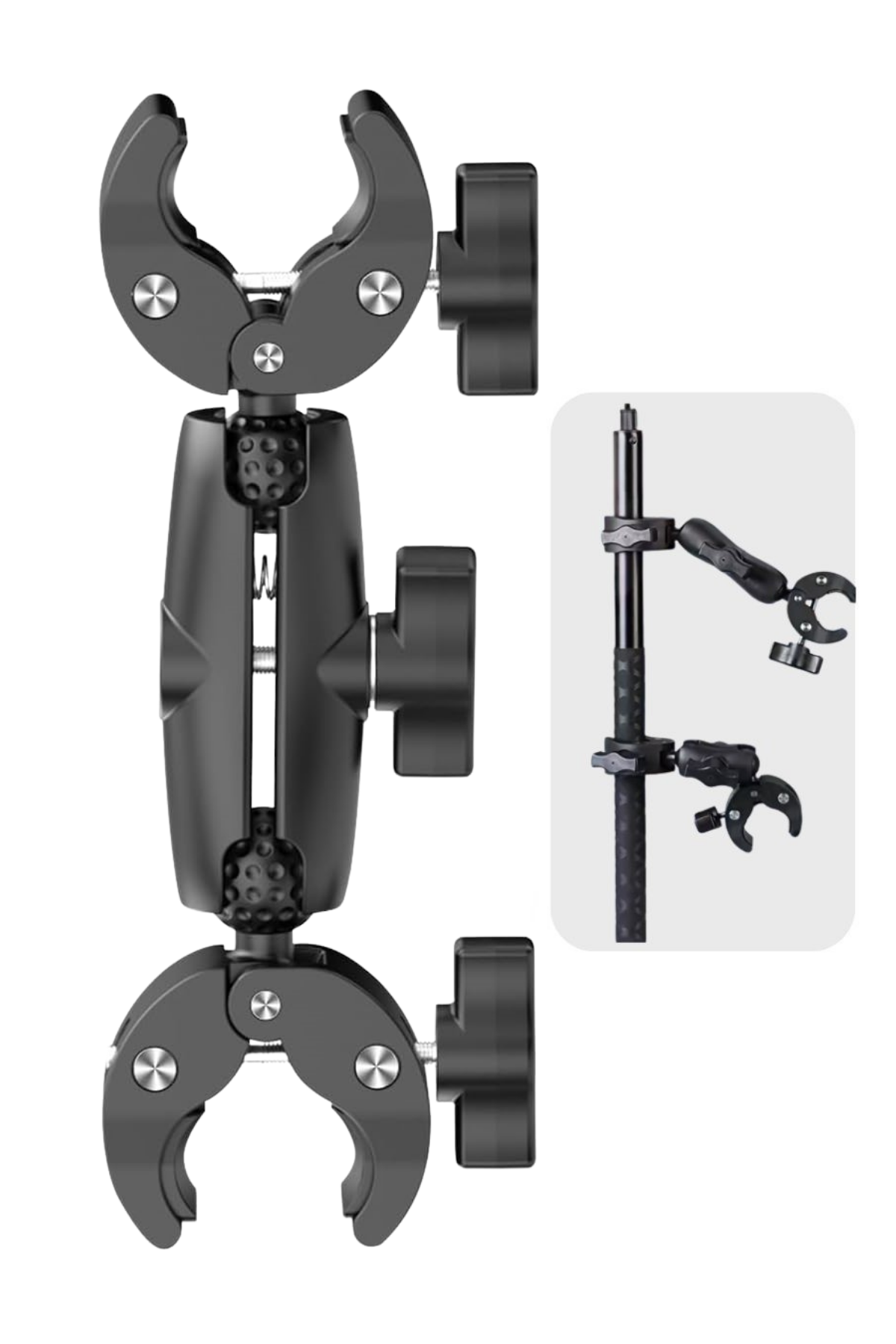 360° Ayarlanabilir Motosiklet Çift Kelepçeli Alüminyum Aksiyon Kamera Bağlantı Aparatı