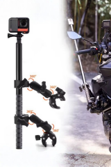 Aksiyon Kameralar İle Uyumlu Selfi Çubuğu ve Kelepçeli Motosiklet Bağlantı Seti
