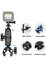 360° Ayarlanabilir Tüm Aksiyon Kameralar İle Uyumlu Bağlantı Aparatı