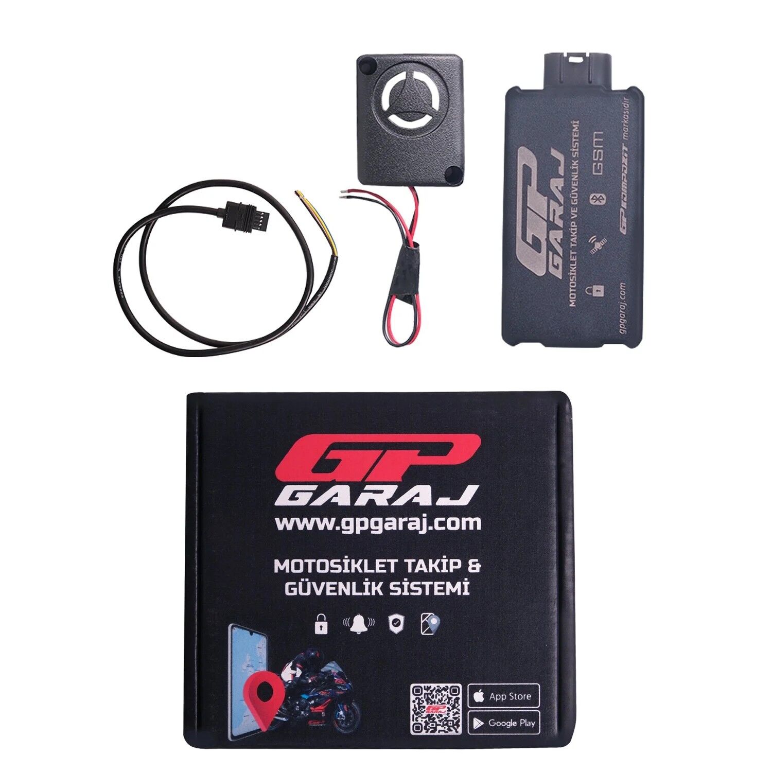 GP Garaj TKP001 Motosiklet Takip Ve Güvenlik Sistemi + Siren Alarm Modülü + 1 Yıllık Lisans