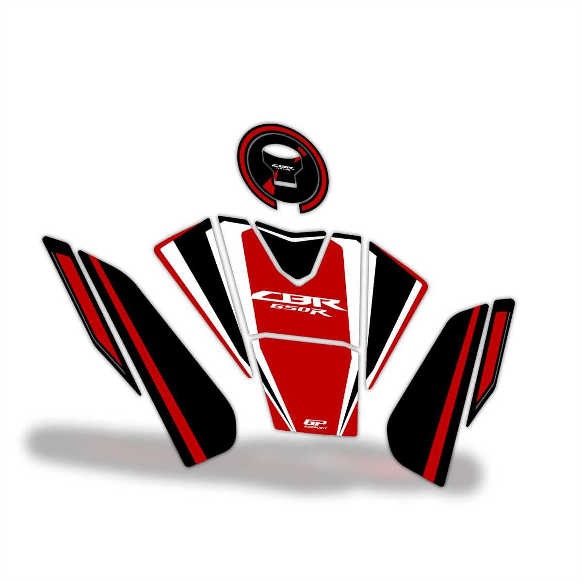 GP Kompozit Honda CBR650R 2019-2023 Uyumlu Tank Pad Seti Kırmızı