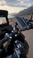 Titreşim Önleyicili Motosiklet Telefon Tutucu ( Ayna + Gidon Bağlantı)