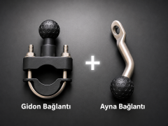 Titreşim Önleyicili Motosiklet Telefon Tutucu ( Ayna + Gidon Bağlantı)